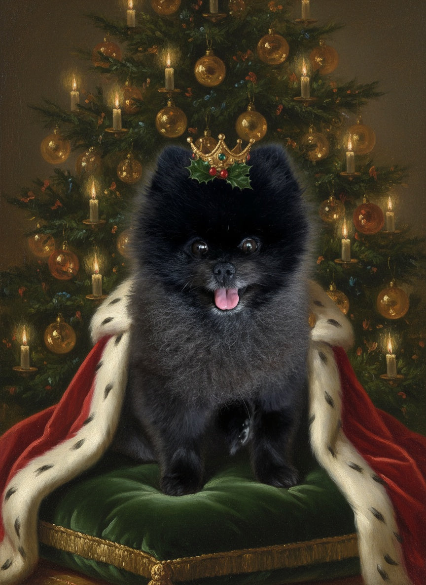 Retrato personalizado de mascota – El Rey de la Navidad