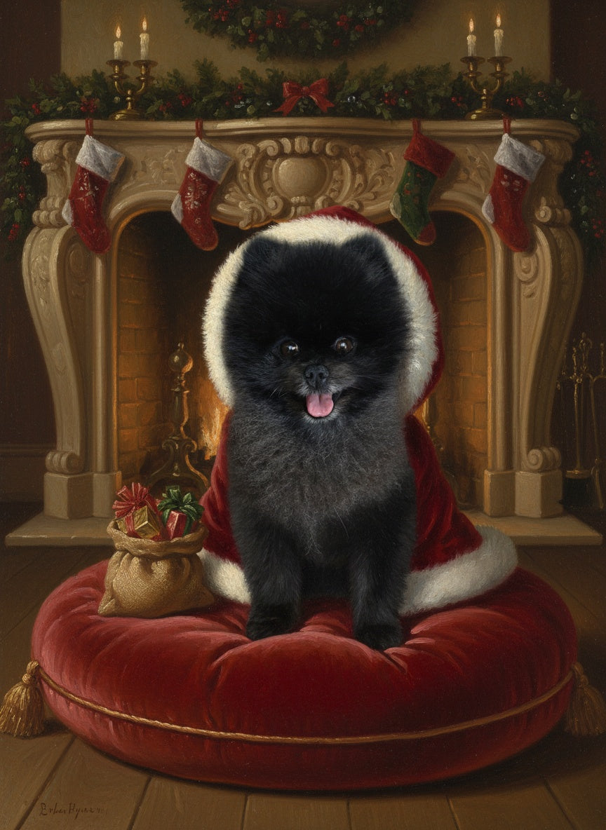 Retrato personalizado de mascota – Papá Noel