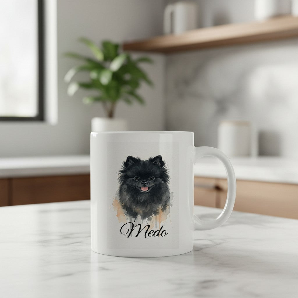 Taza personalizada para mascota – Retrato en acuarela con nombre – Acuarela